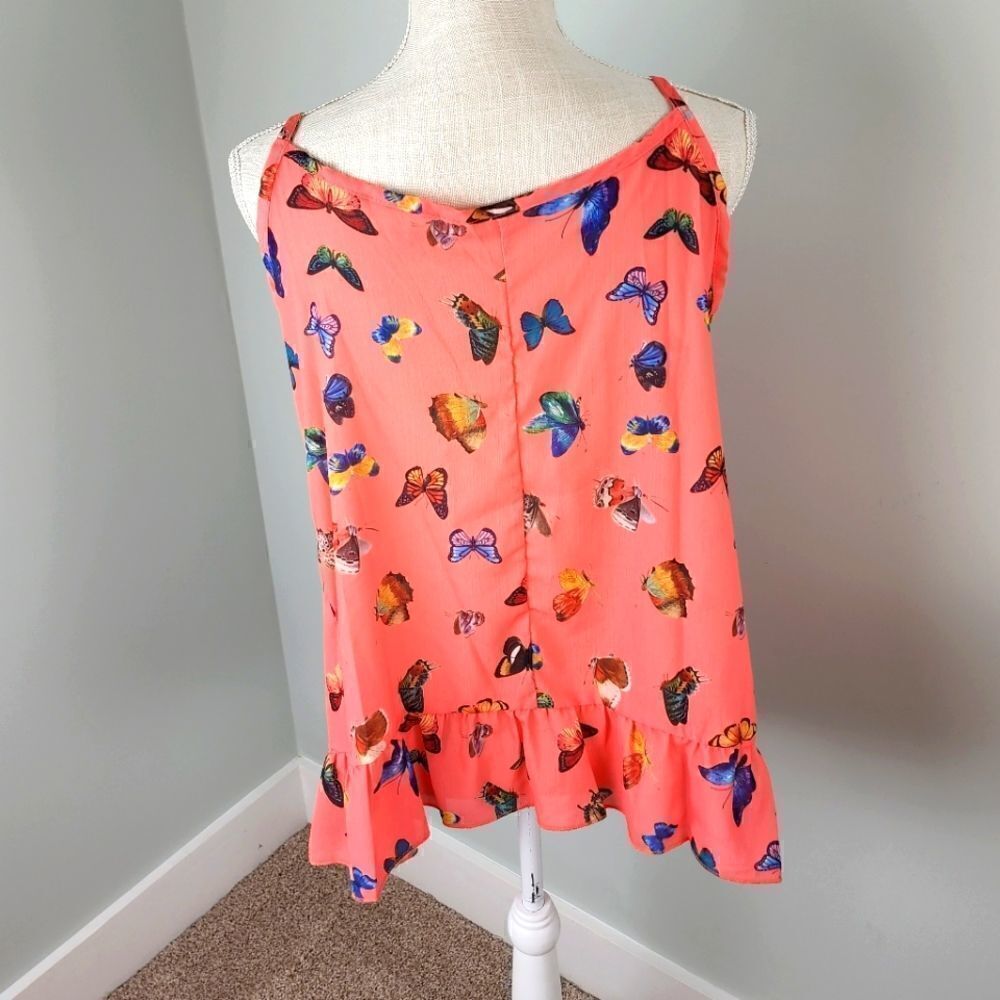 GOING OUT BOHO STYLE BUTTERFLY SLEEVELESS TOP SIZE XL CORAL COLOR - Picture 5 of 7